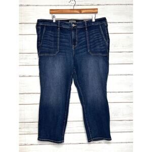 Torrid Crop Boyfriend Jeans Plus Size 20 Dark Wash Vintage Stretch Mid Rise